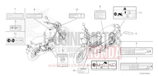 ETIQUETTE DE PRECAUTIONS GB350SS de 2025